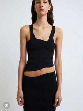 Christopher Esber Black Sculpted Ribbed Square Neck Tank